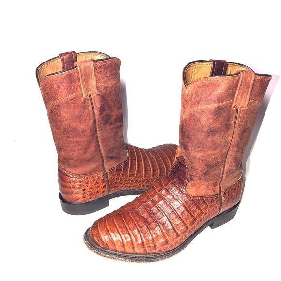 LARRY MAHAN EXOTIC LEATHER WESTERN BOOTS - Picture 1 of 8
